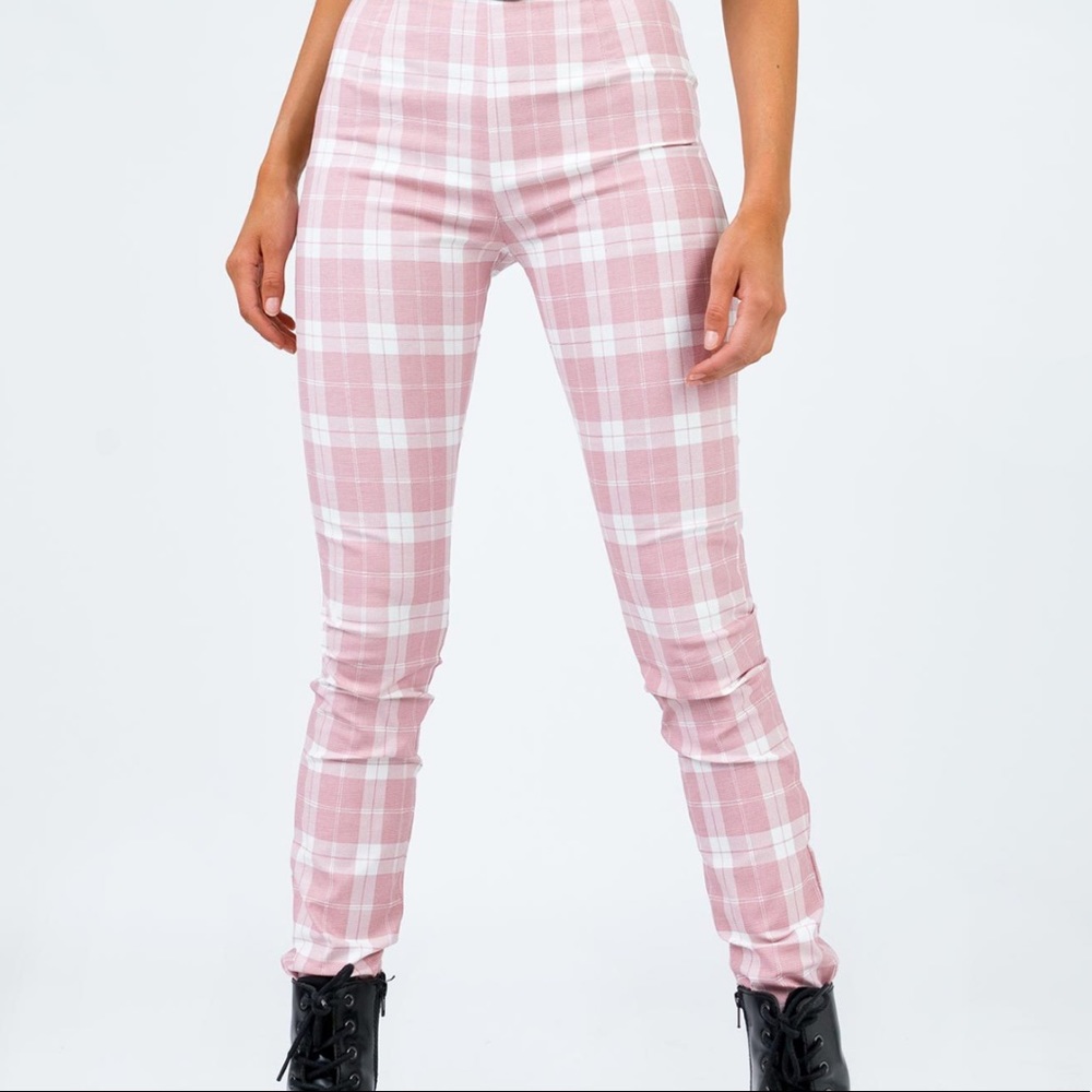 Princess polly pink plaid pants